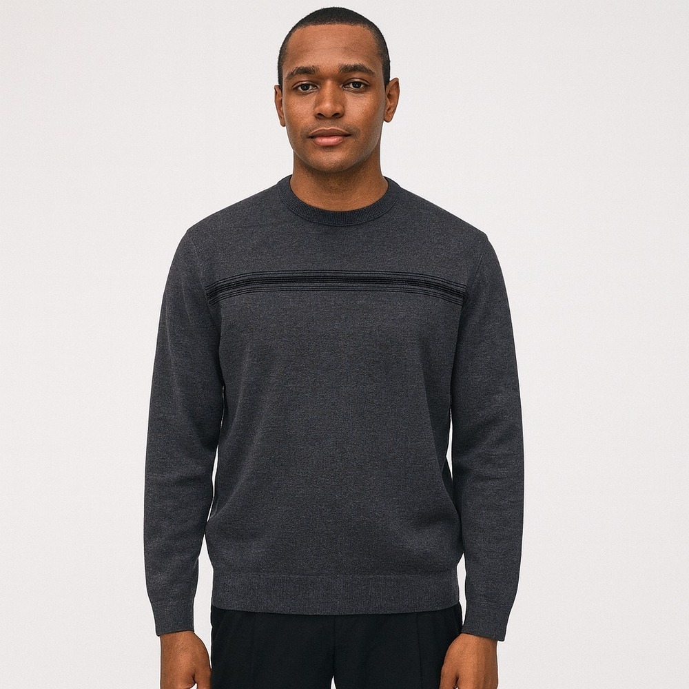 Reunion Men's Gray Crewneck Sweater Medium Acrylic Cotton Blend Long Sleeve Casu